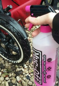 use muc-off bike spray to clean
